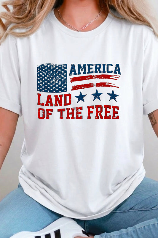 Fourth of July Land of the Free USA Graphic Tee