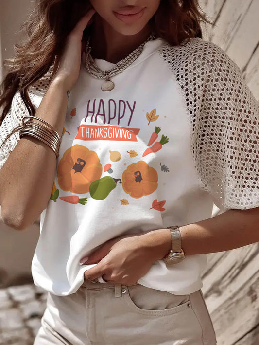 Happy Thanksgiving Pumpkin Fall Harvest Graphic Tee