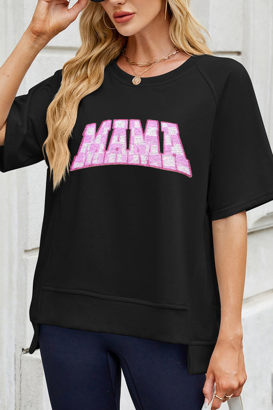 Mother's Day Mama Letter Print Casual Loose T Shirt