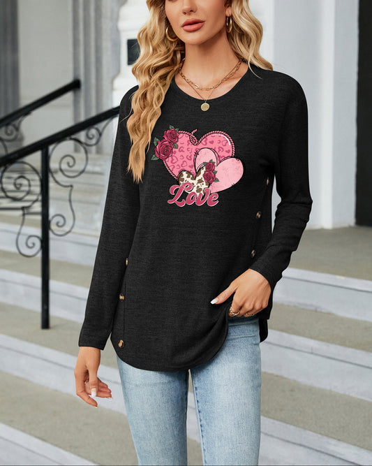 Valentine's Day Heart Love Graphic Everyday Long Sleeve