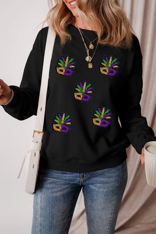 Mardi Gras Colorful Mask Pattern Everyday Sweatshirt