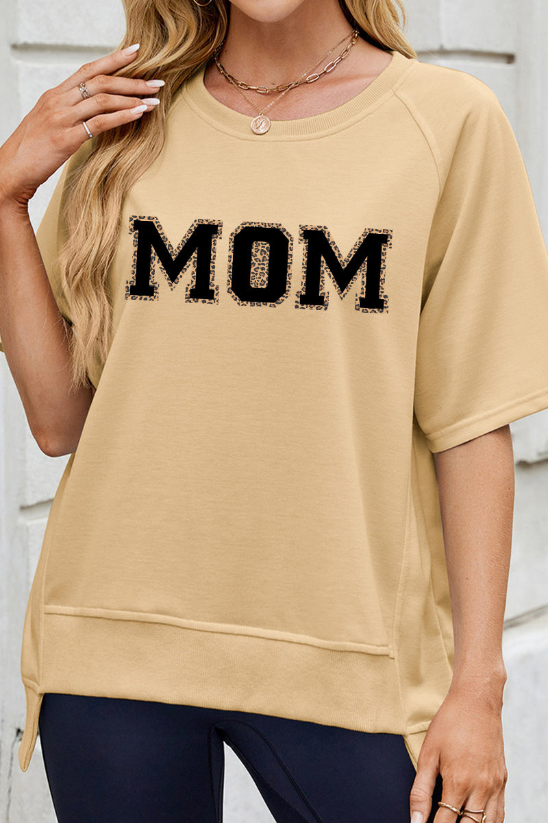 Simple MOM Letter Relaxed Tee Mother's Day Casual Top