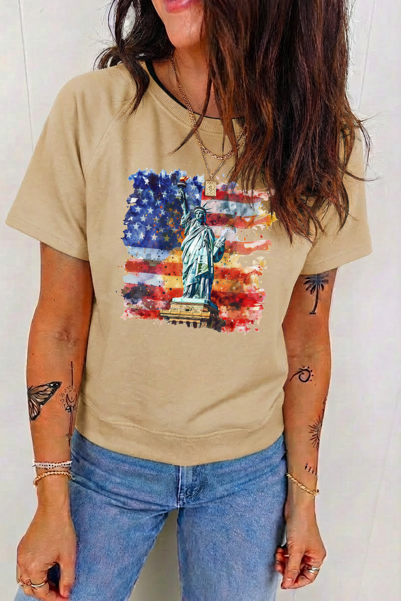 4th of July Statue of Liberty Flag Patriotic Graphic Tee