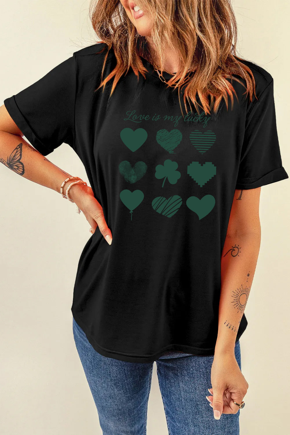 St Patricks Day Love Shamrock Heart Graphic T-Shirt