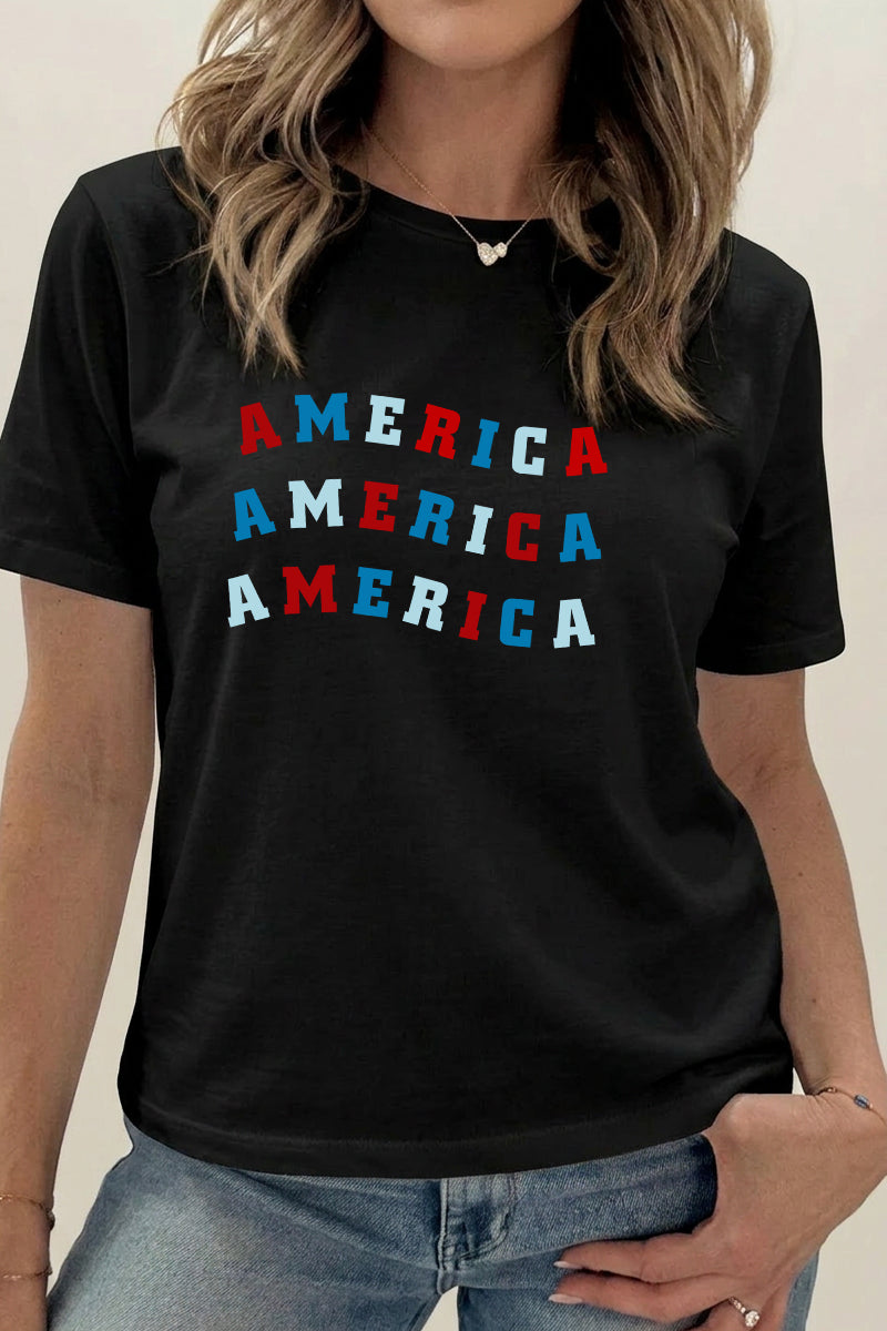 4th of July America Graphic T Shirt Women Casual Tee