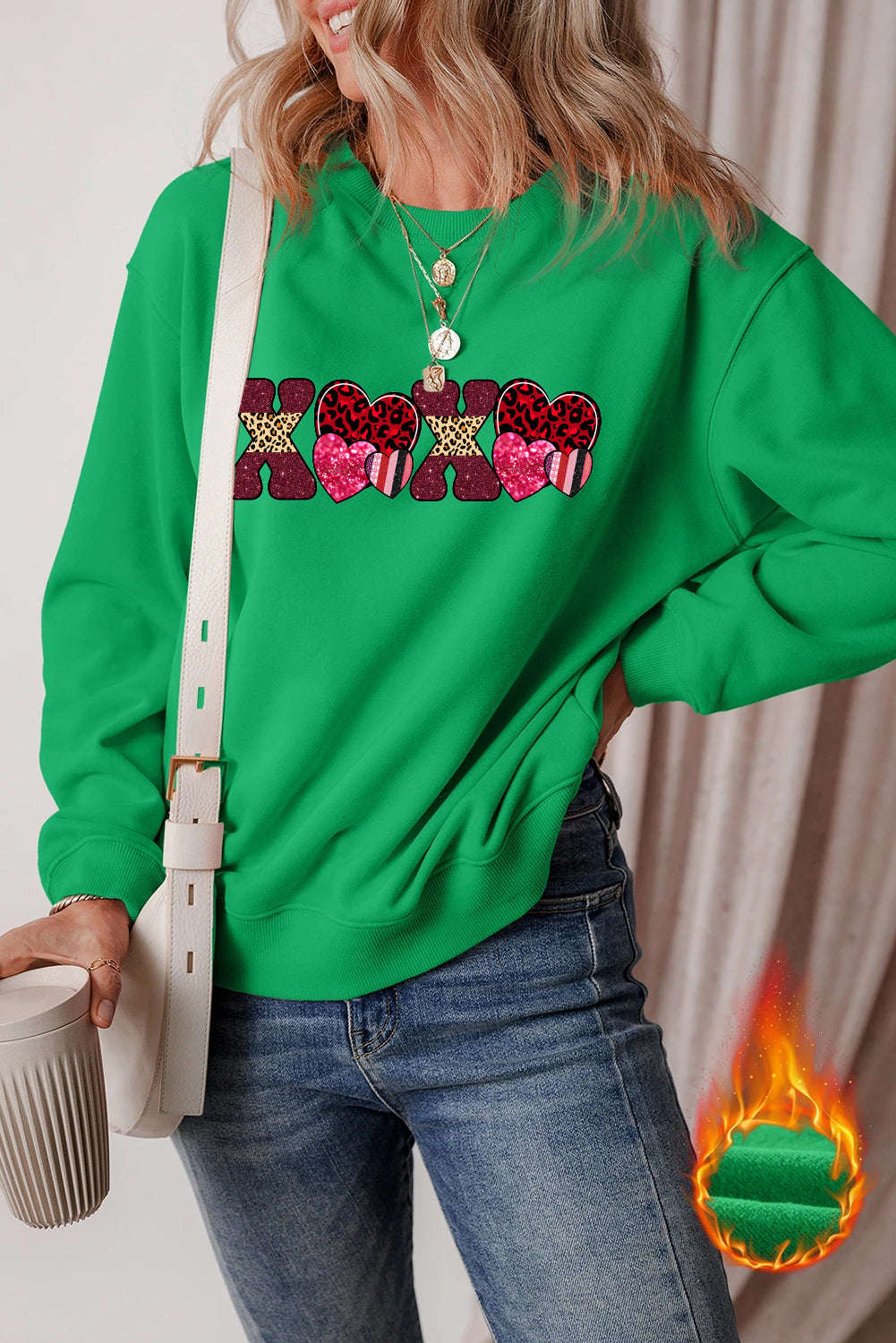 Valentine's Day Colorful XOXO Heart Graphic Sweatshirt