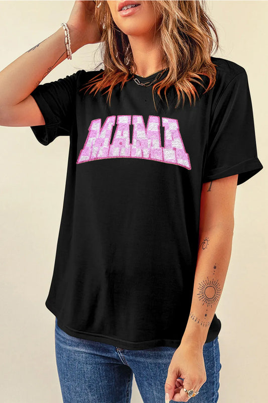 Leopard Mama Graphic Tee Women Mother Day Casual Top
