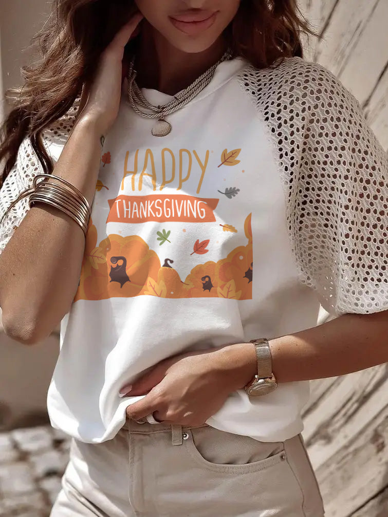 Autumn Thanksgiving Pumpkin Happy Holiday Graphic Tee