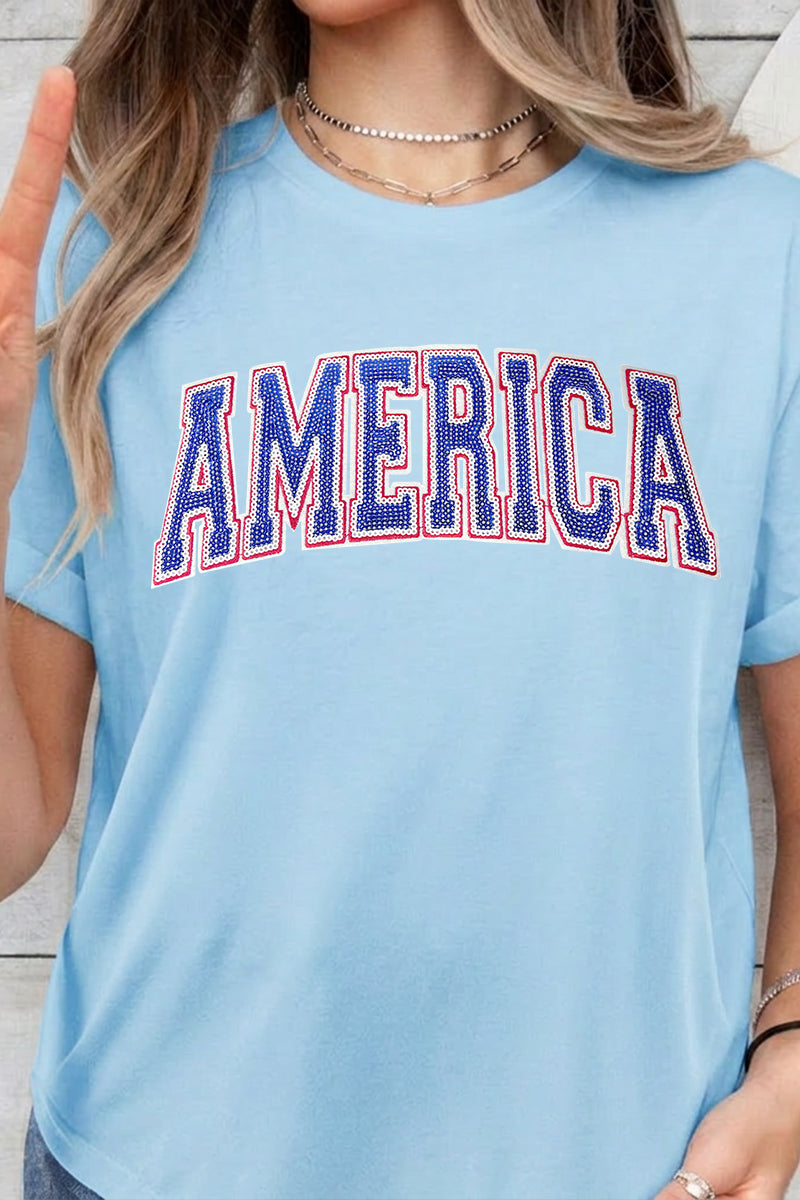 4th of July America Letter Graphic Casual Tee