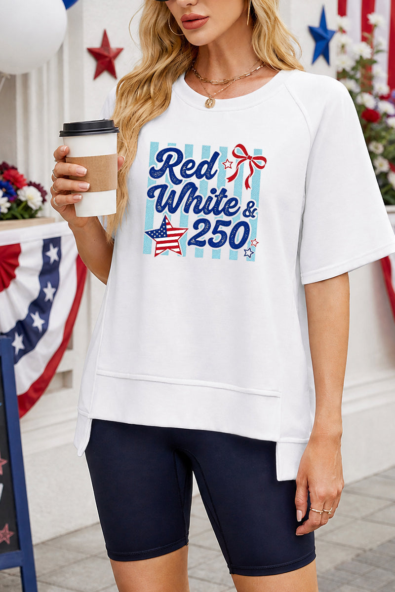 Red White and 250 Patriotic Graphic Oversized T Shirt