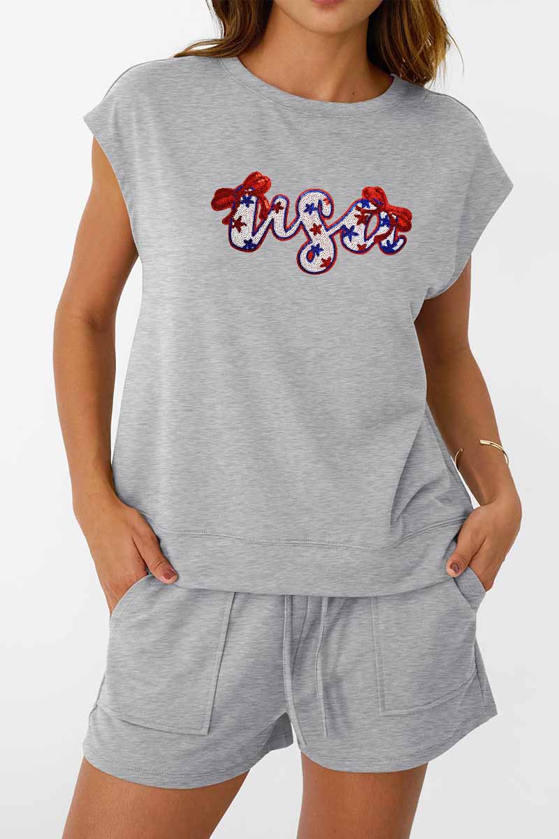 USA Tee Shorts Set Patriotic Independence Day Summer Outfit