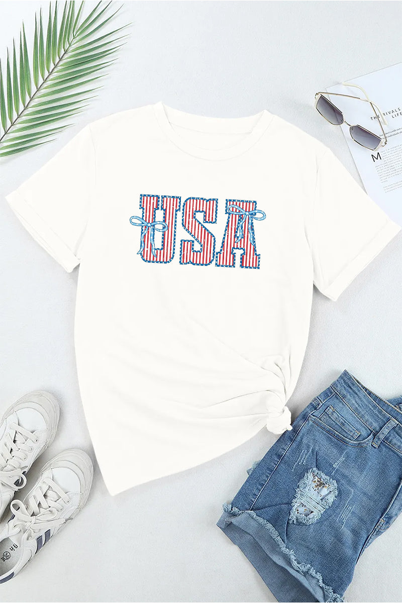 USA Bow Graphic Independence Day Oversized Tee