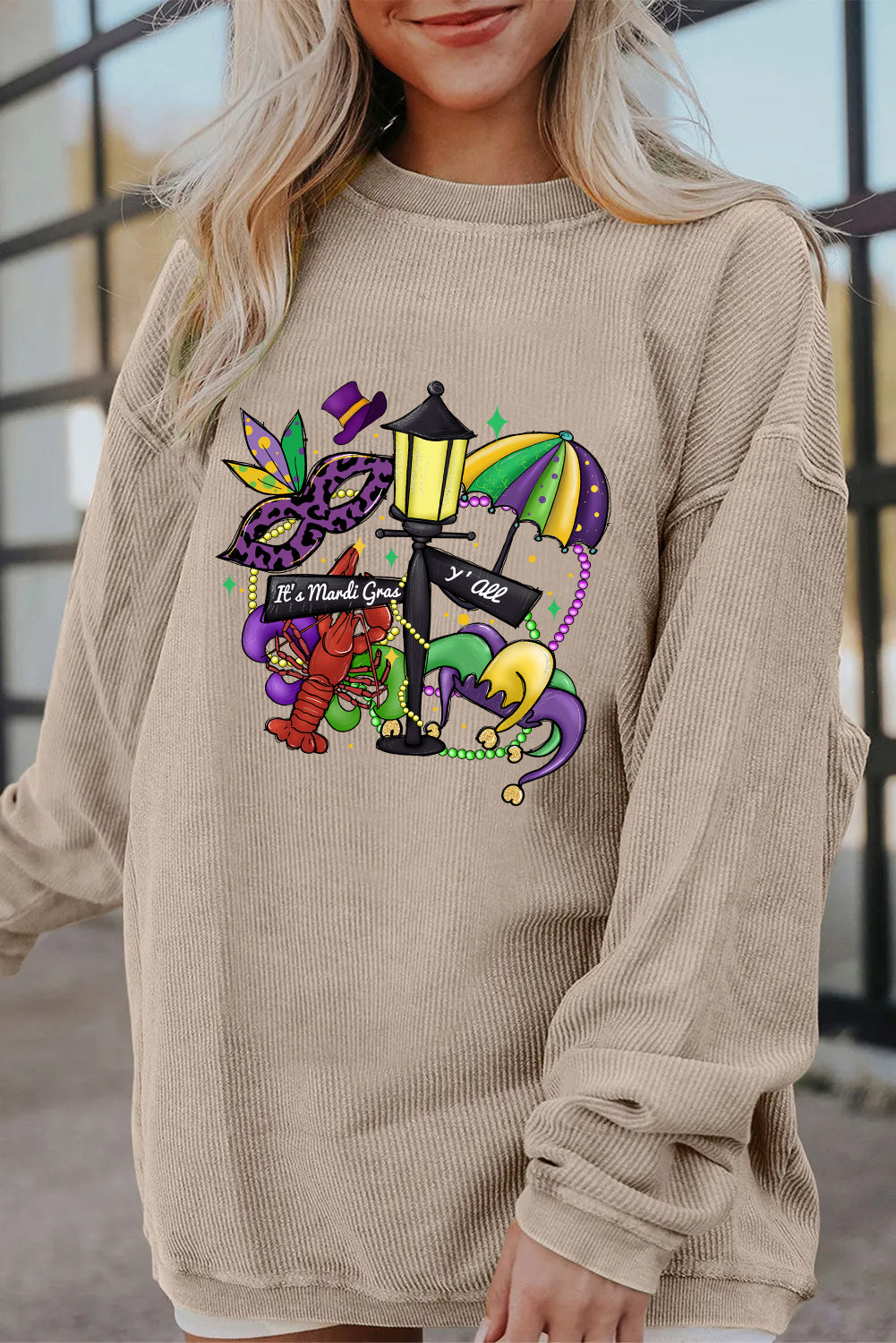 Mardi Gras Purple Green Gold Festive Graphic Pullover