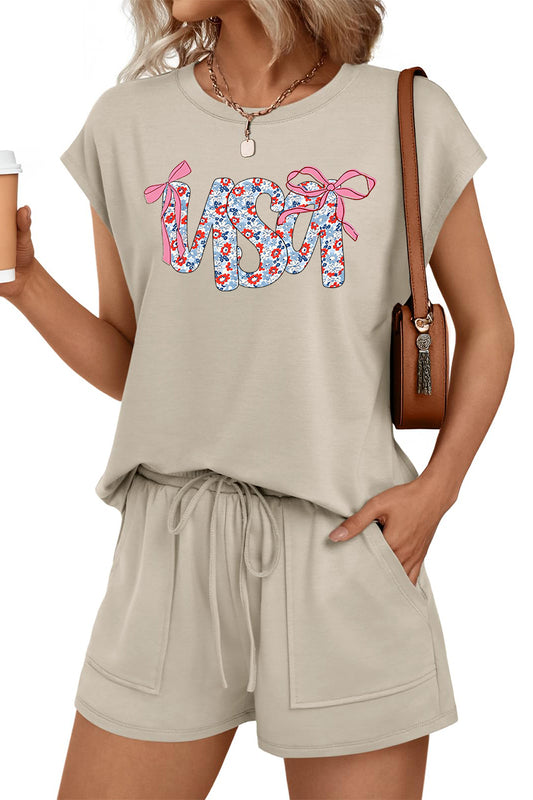 Independence Day America Graphic Lounge Shorts Set
