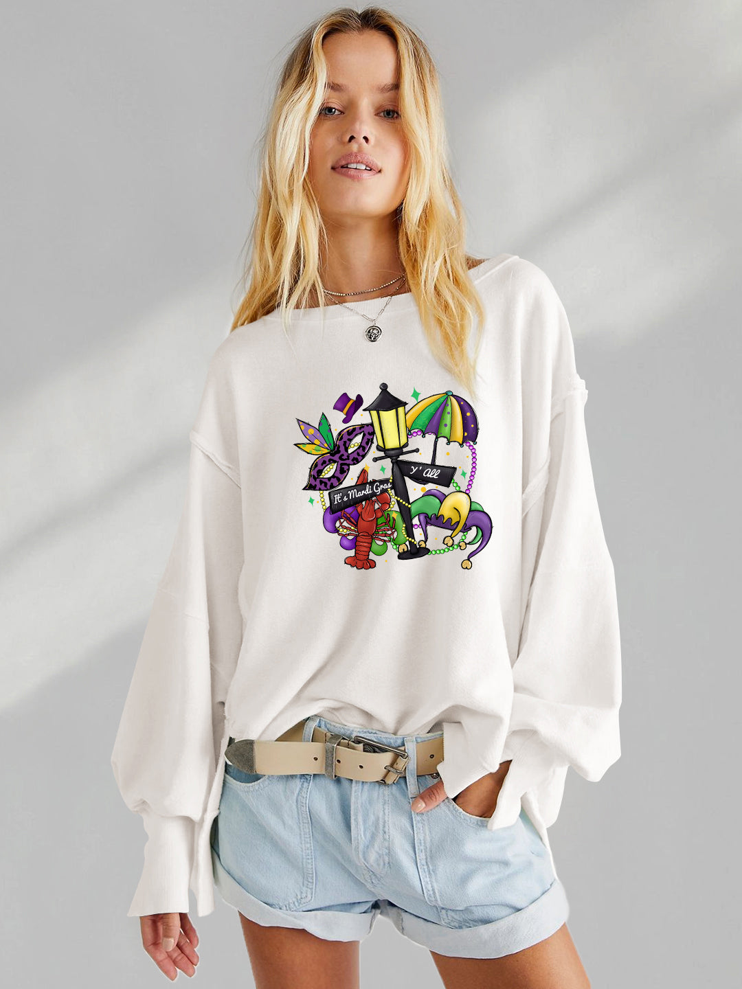 Mardi Gras New Orleans Carnival Graphic Pullover