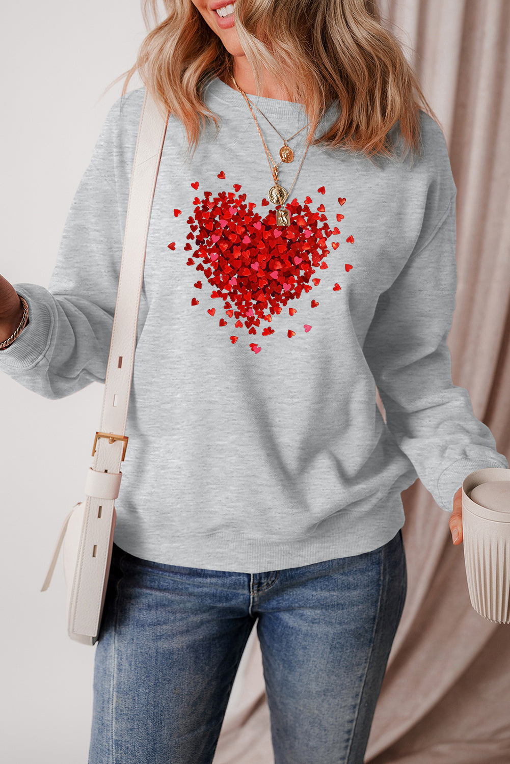 Valentine’s Day Heart Confetti Love Graphic Sweatshirt