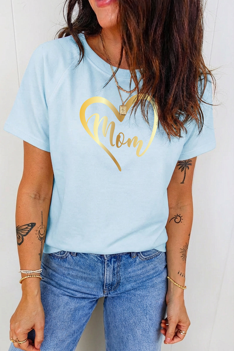 Mother's Day Heart Mom Graphic Casual Loose T Shirt