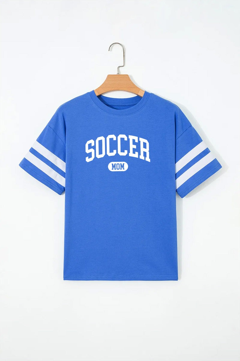 Soccer Mom Graphic Tee Women Black Sporty Casual Shirt