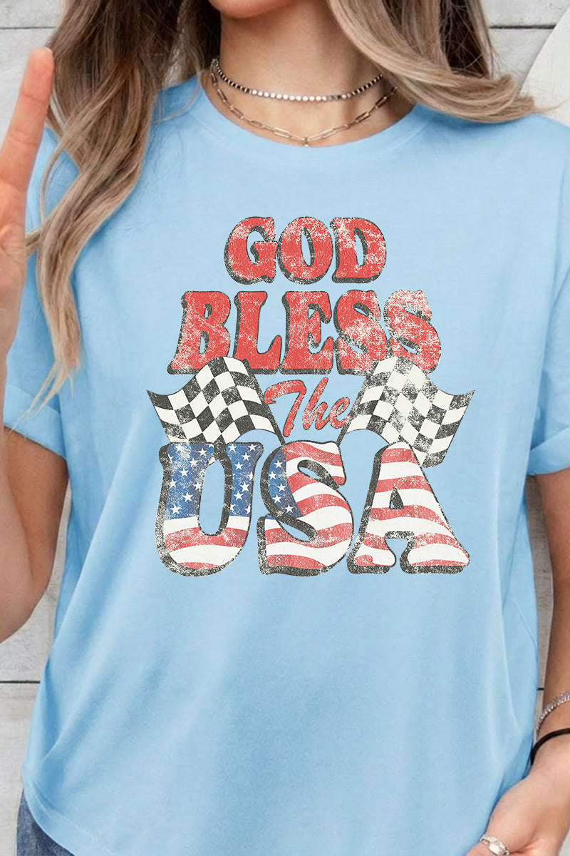 Fourth of July God Bless America Vintage Graphic Tee