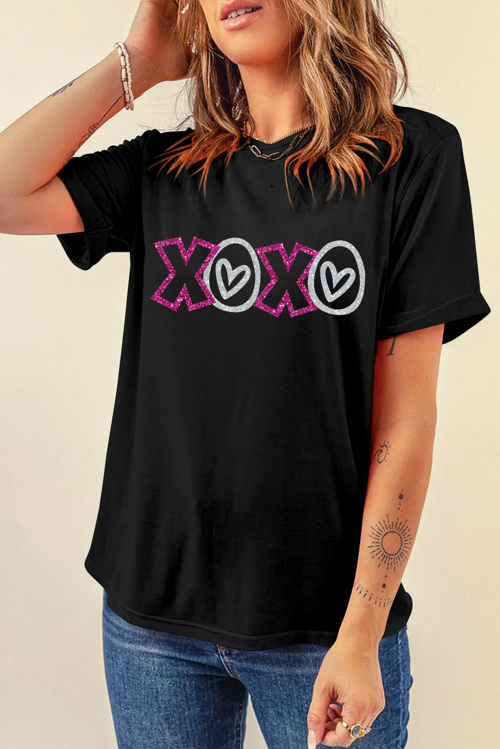 Valentine’s Day Glitter XOXO Heart Tee