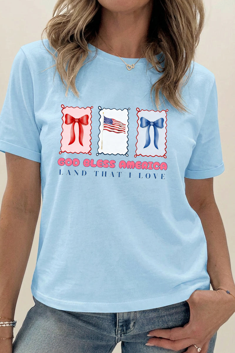 Fourth of July Liberty Bell USA Graphic Tee for Women