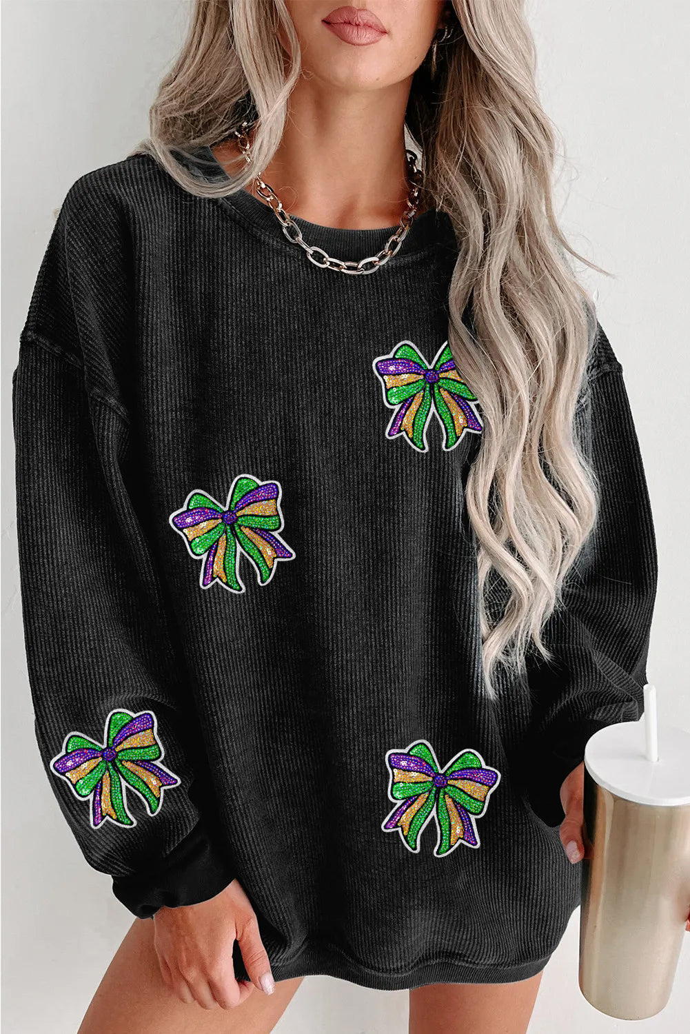 Mardi Gras Carnival Bow Graphic Pullover