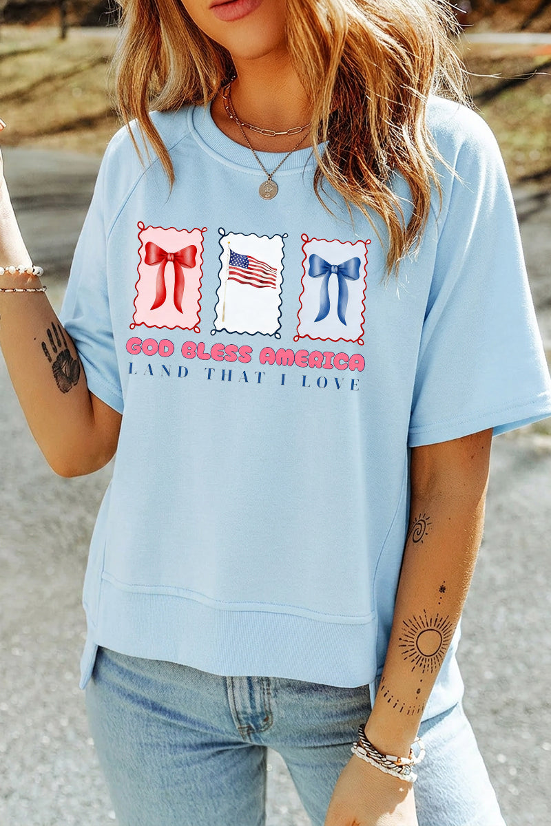 July 4th USA Flag Graphic T Shirt Women Casual
