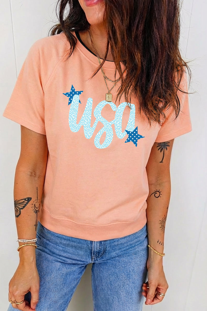 4th of July Leopard Print USA Patriotic Graphic Tee