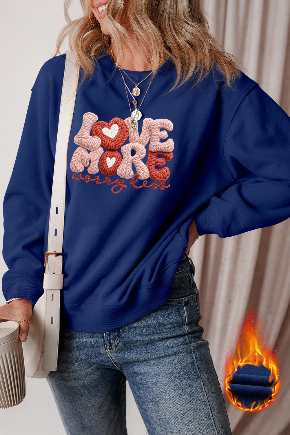 Valentine's Day Love More Heart Graphic Cozy Sweatshirt(Not Embroidery)