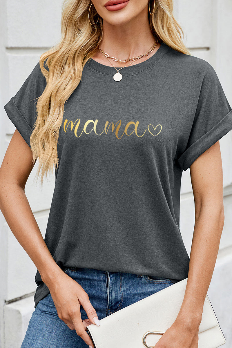 Mother Day Mama Script Graphic Tee Women Casual