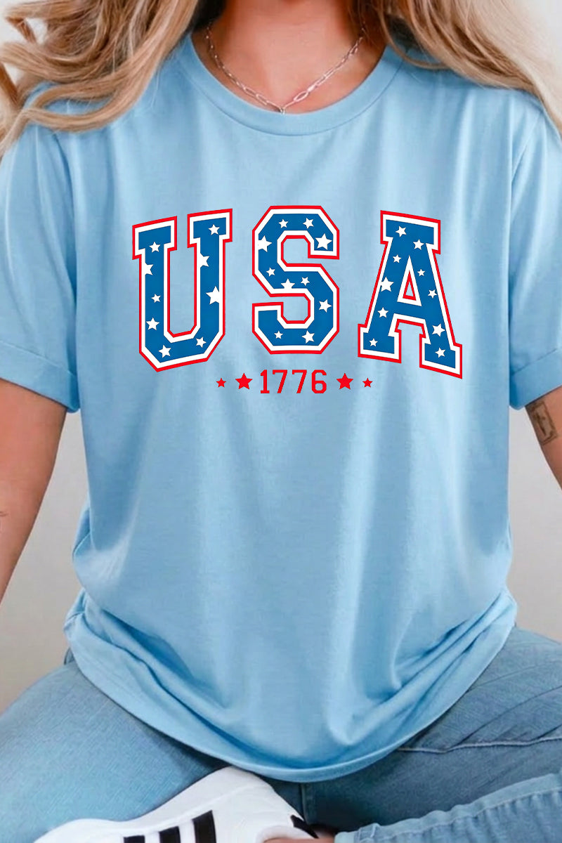 4th of July USA 1776 Letter Graphic Tee