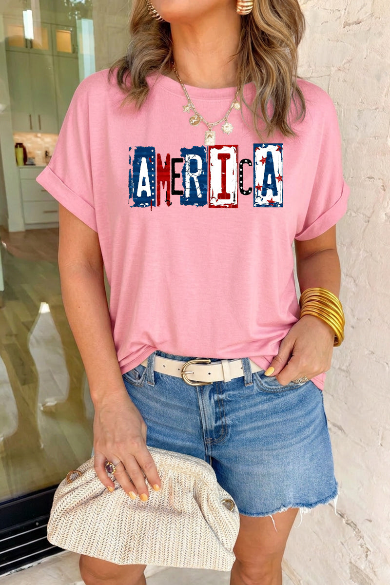 America Flag Graphic T Shirt Women 4th of July