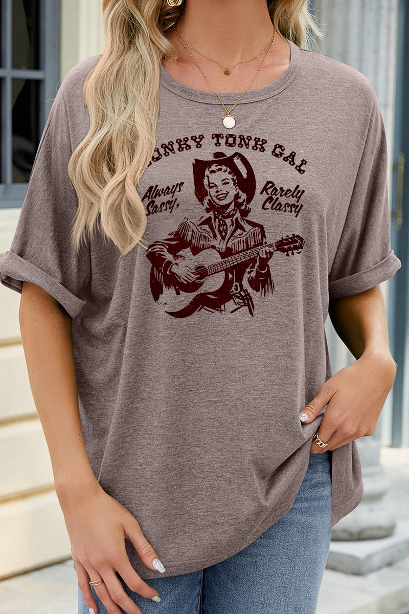 Western Graphic Loose Fit Short Sleeve Casual Tee
