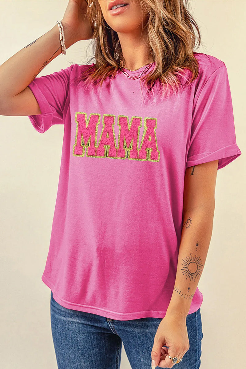 Leopard Mama Graphic Tee Women Mothers Day Casual Top