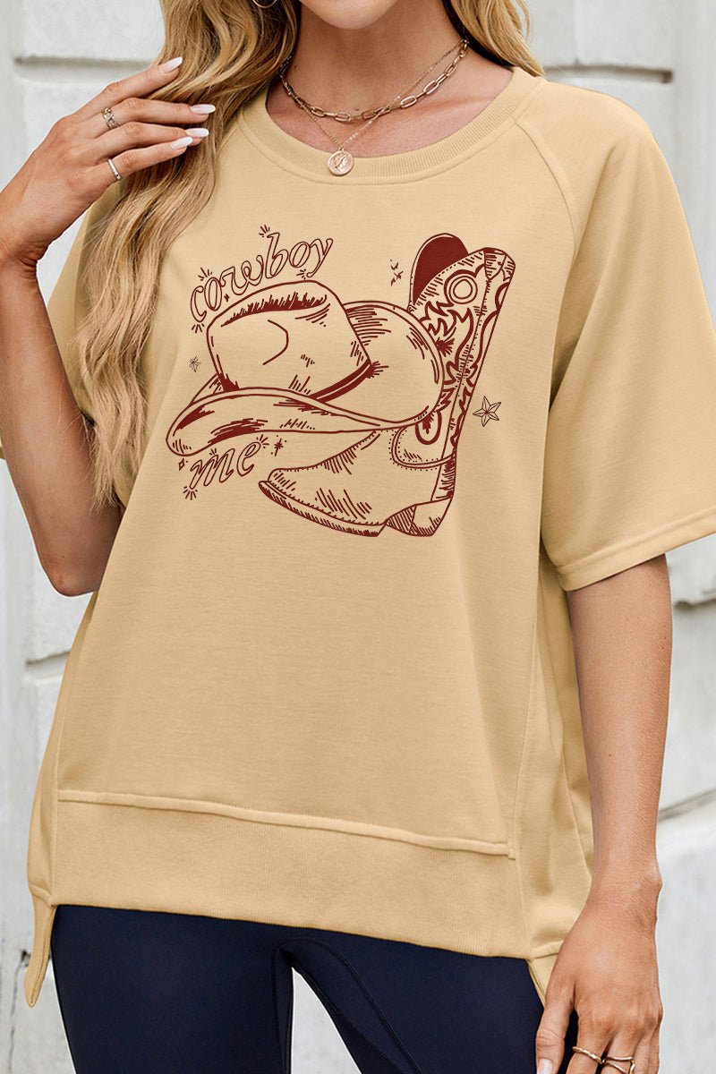 Western Bunny Graphic Loose Fit Short Sleeve Tee