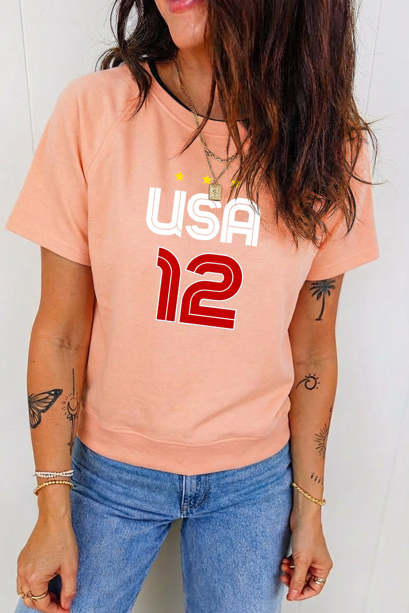 World Cup Graphic Knit T Shirt Sport Casual Loose Fit