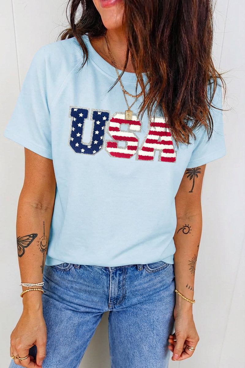 Independence Day USA Flag Graphic Tee Casual Fit