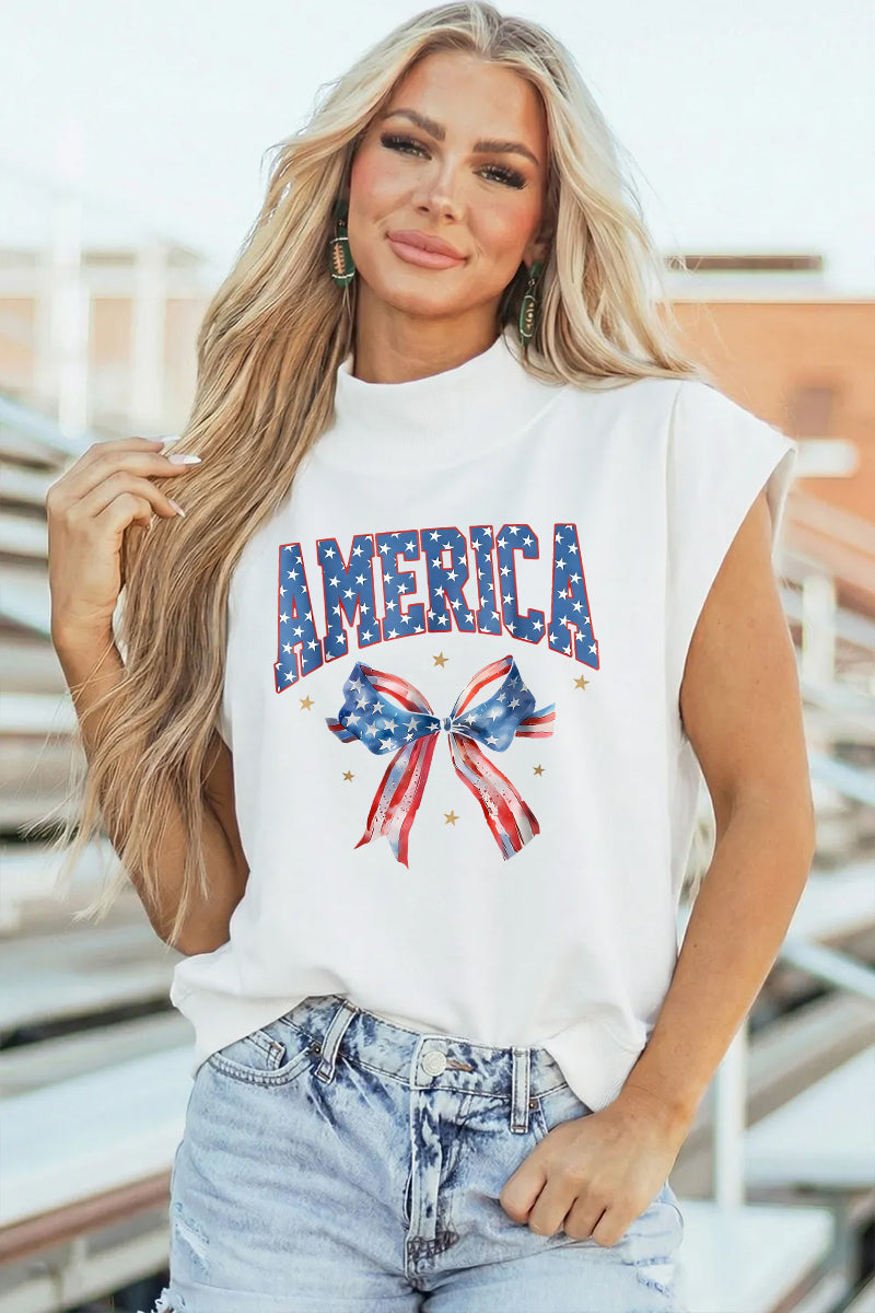 Patriotic Cotton Graphic Tee Casual USA Muscle Top