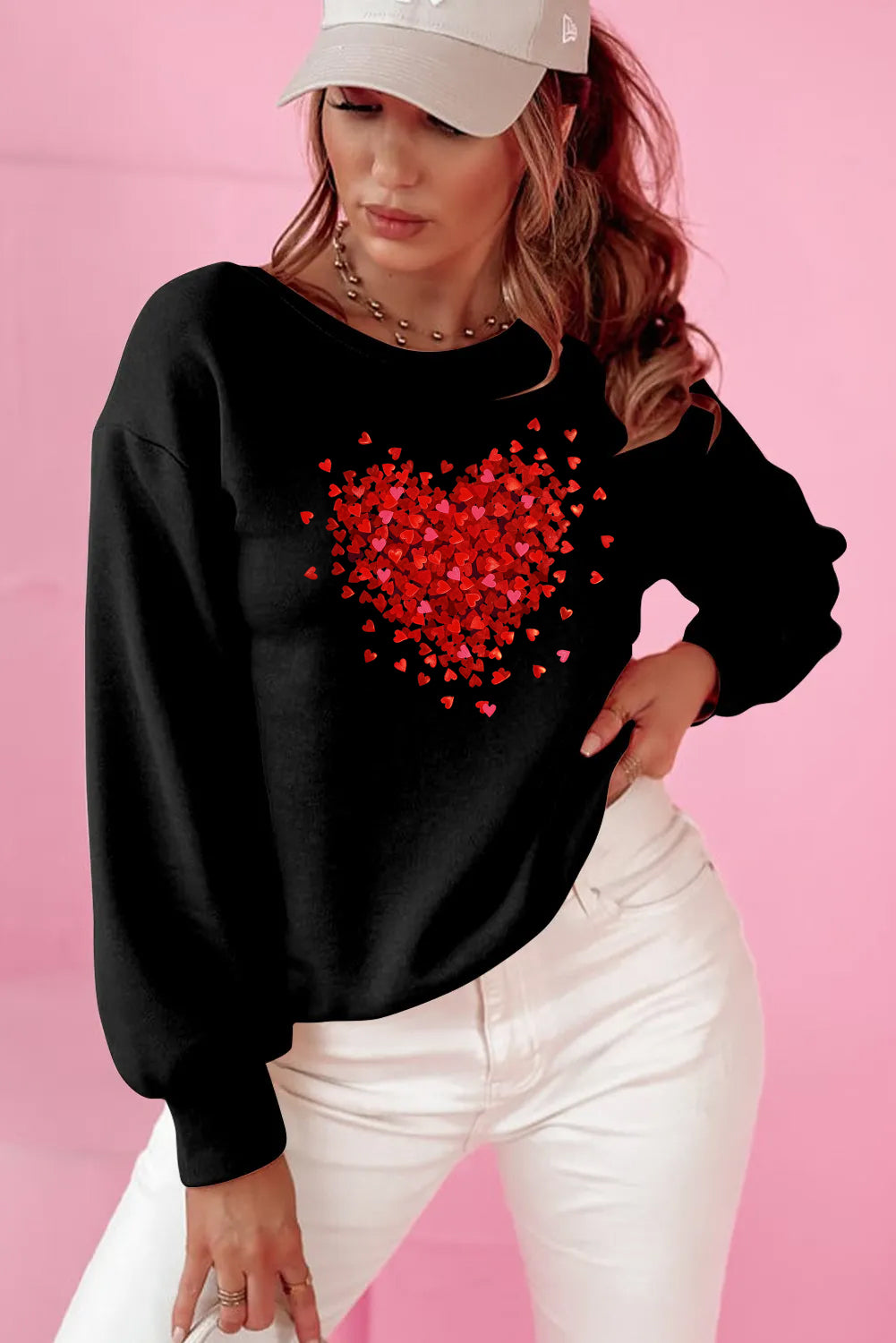Valentine’s Day Heart Cluster Bow Back Sweatshirt