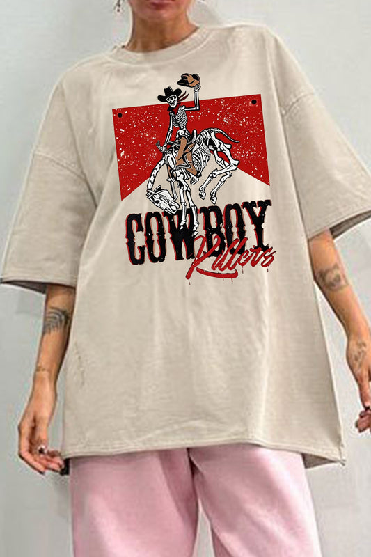Vintage Cowboy Graphic Oversized Tee Western Style