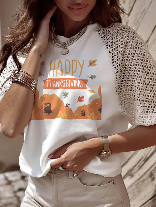Autumn Thanksgiving Pumpkin Happy Holiday Graphic Tee