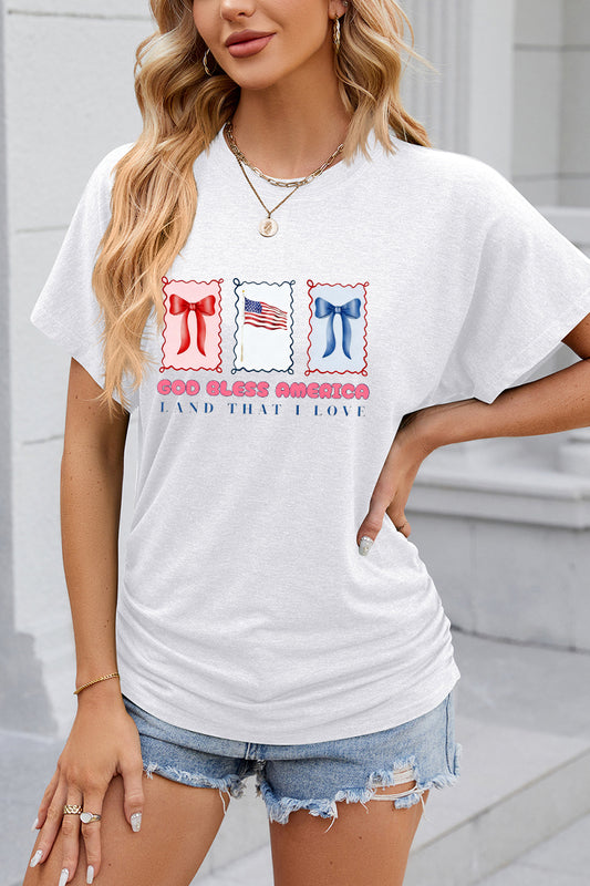 God Bless America Patriotic Bow 4th of July Graphic Tee