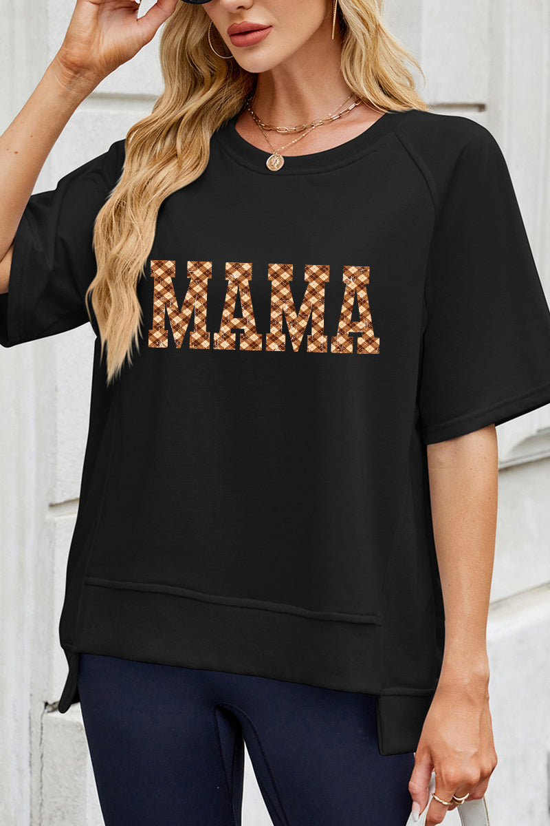 Leopard MAMA Letter Casual Tee Mother's Day Gift Top