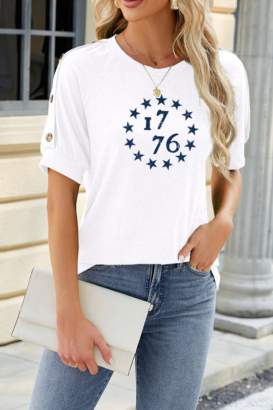 1776 Stars Graphic Rayon Tee Boutique Patriotic Top