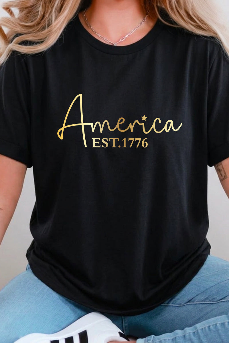 Fourth of July America Script Est 1776 Graphic Tee
