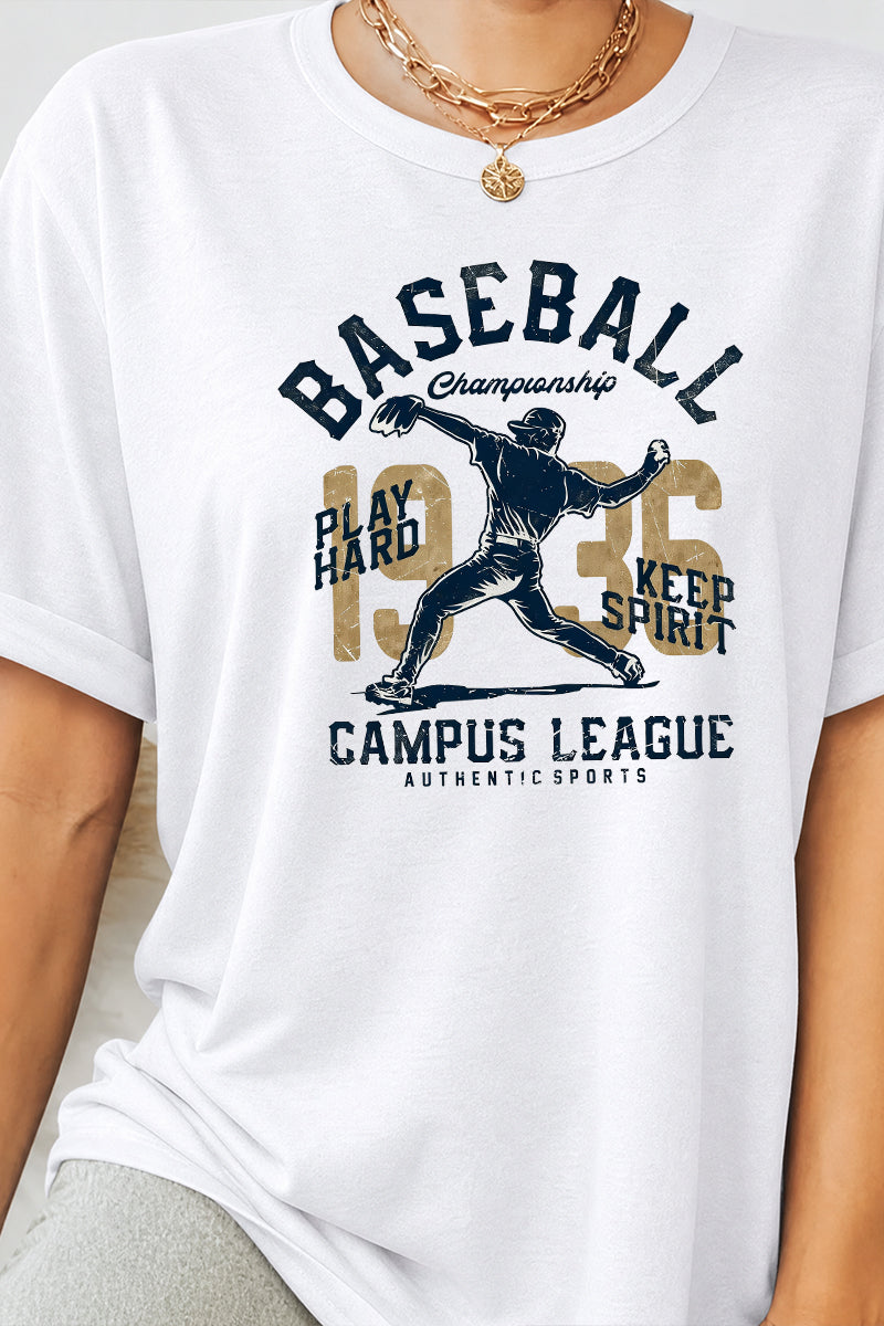 Baseball Pitcher Graphic Rayon Blend Tee Varsity Game Day