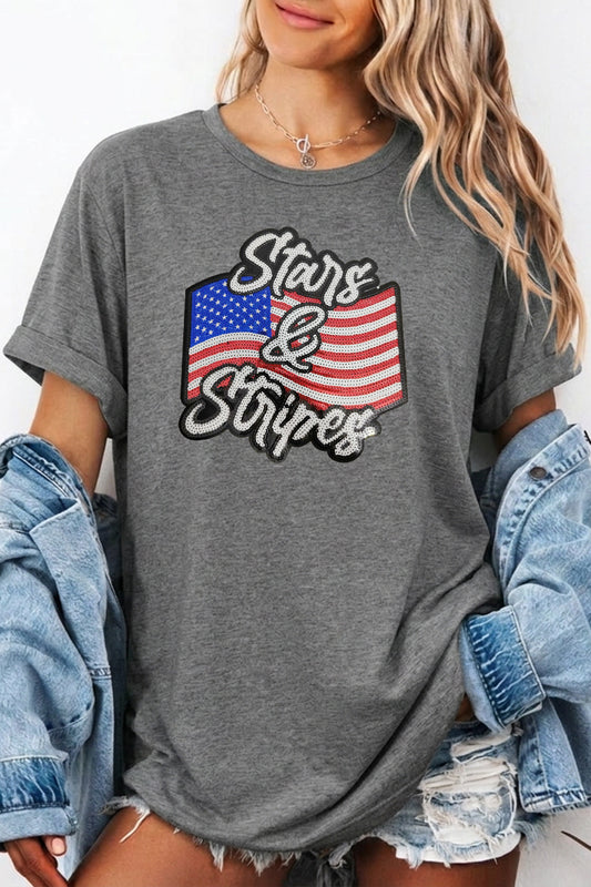 Stars Stripes Graphic Oversized Fourth of July Tee