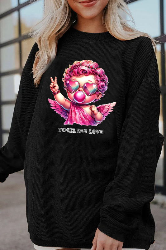 Valentine’s Day Pink Angel Bubblegum Graphic Sweatshirt