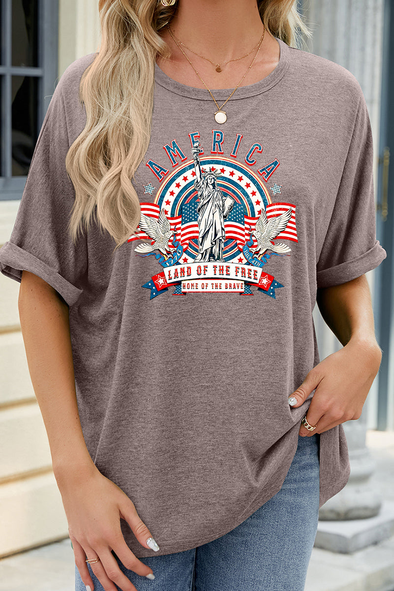 Patriotic Graphic Oversized Fourth of July America Tee