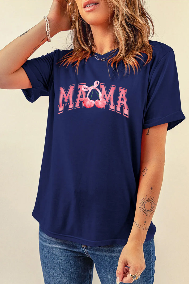 Cherry Mama Graphic Tee Women Mother Day Gift Top